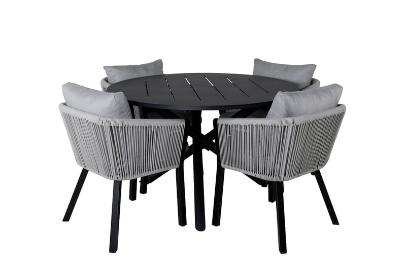 Ruokailuryhmä Alma Pyöreä 120 cm 4 Virya tuolia, Musta/Harmaa