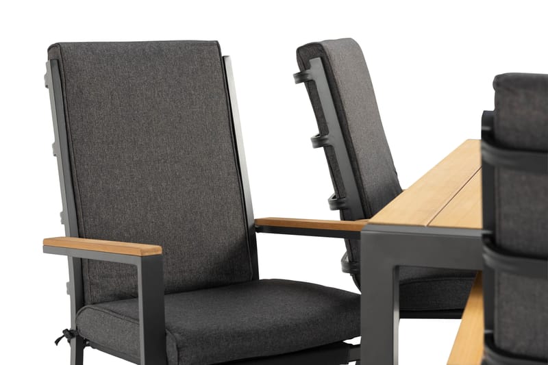 Ruokailuryhmä Argonia 160 cm + 6 tuolia - Musta - Puutarhakalusteet - Ulkoryhmä - Ruokailuryhmät ulos