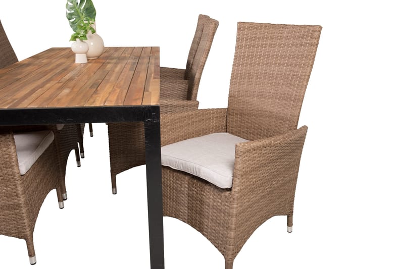 Ruokailuryhmä Bois 200 cm 6 Padova tuolia - Antrasiitti - Puutarhakalusteet - Ulkoryhmä - Ruokailuryhmät ulos