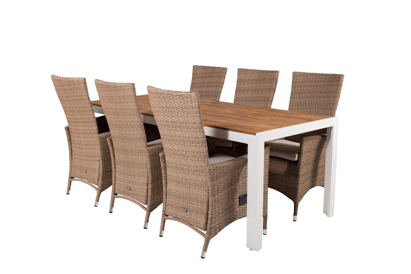 Ruokailuryhmä Bois 6 Padova tuolia - Ruskea - Puutarhakalusteet - Ulkoryhmä - Ruokailuryhmät ulos