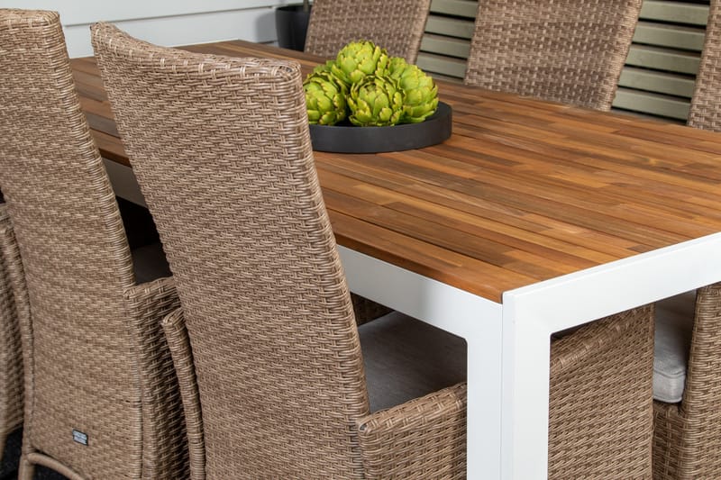 Ruokailuryhmä Bois 6 Padova tuolia - Ruskea - Puutarhakalusteet - Ulkoryhmä - Ruokailuryhmät ulos