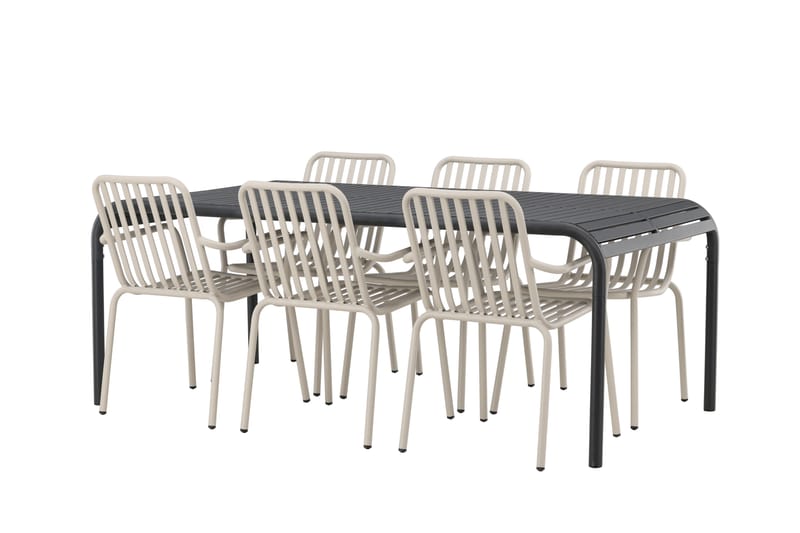 Ruokailuryhmä Borneo 200 cm 6 Peking tuolia, Beige/Musta
