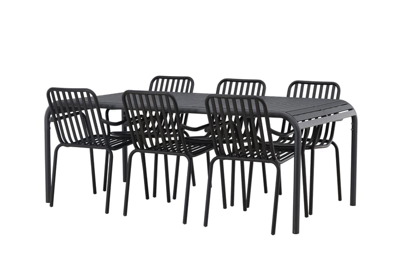Ruokailuryhmä Borneo 200 cm 6 Peking tuolia, Musta