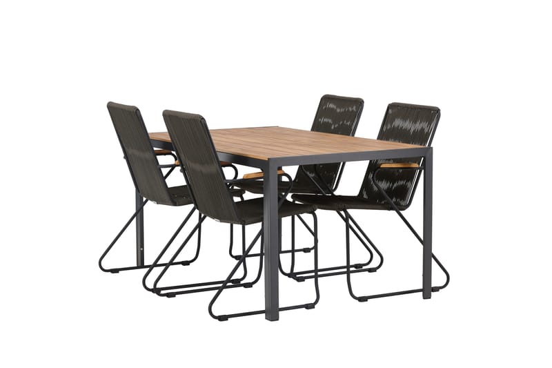 Ruokailuryhmä Break 150 cm 4 Bois tuolia - Musta/Ruskea - Puutarhakalusteet - Ulkoryhmä - Ruokailuryhmät ulos
