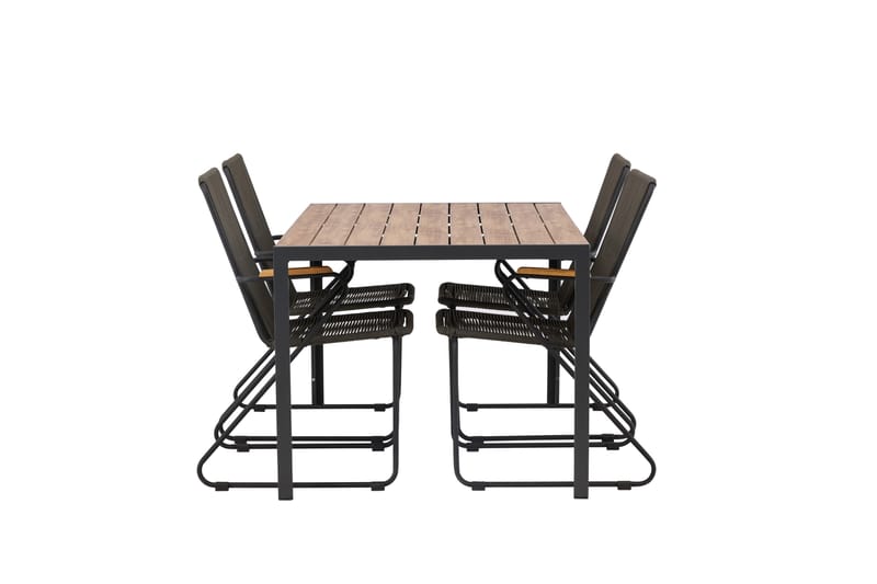 Ruokailuryhmä Break 150 cm 4 Bois tuolia - Musta/Ruskea - Puutarhakalusteet - Ulkoryhmä - Ruokailuryhmät ulos