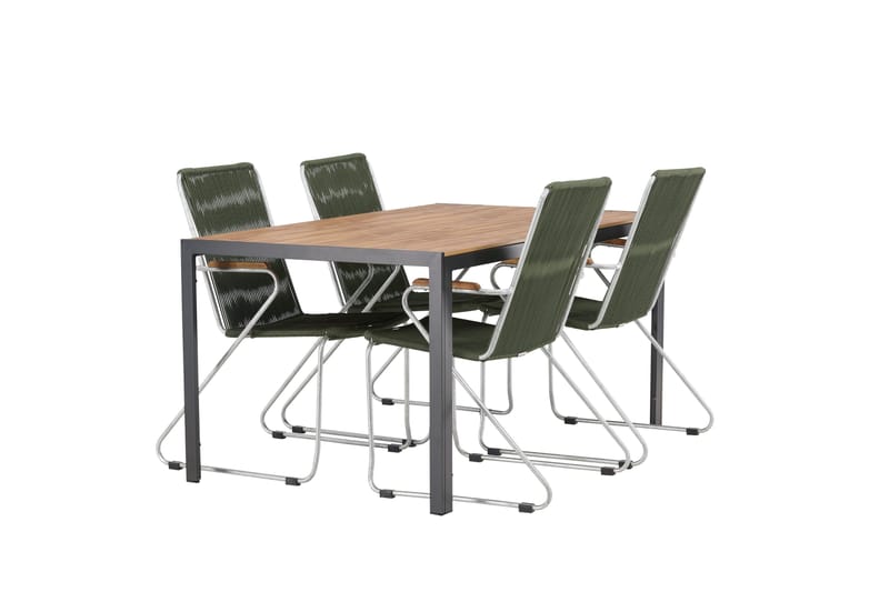 Ruokailuryhmä Break 150 cm 4 Bois tuolia - Vihreä/Ruskea - Puutarhakalusteet - Ulkoryhmä - Ruokailuryhmät ulos