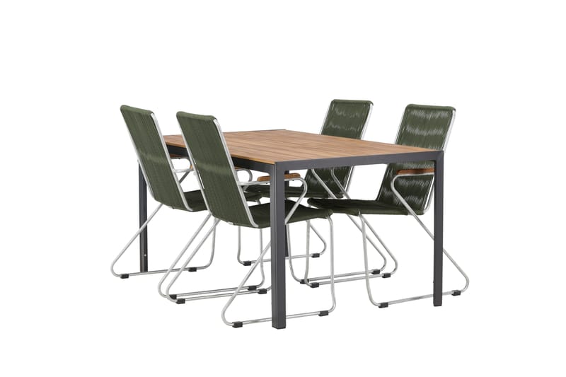 Ruokailuryhmä Break 150 cm 4 Bois tuolia - Vihreä/Ruskea - Puutarhakalusteet - Ulkoryhmä - Ruokailuryhmät ulos