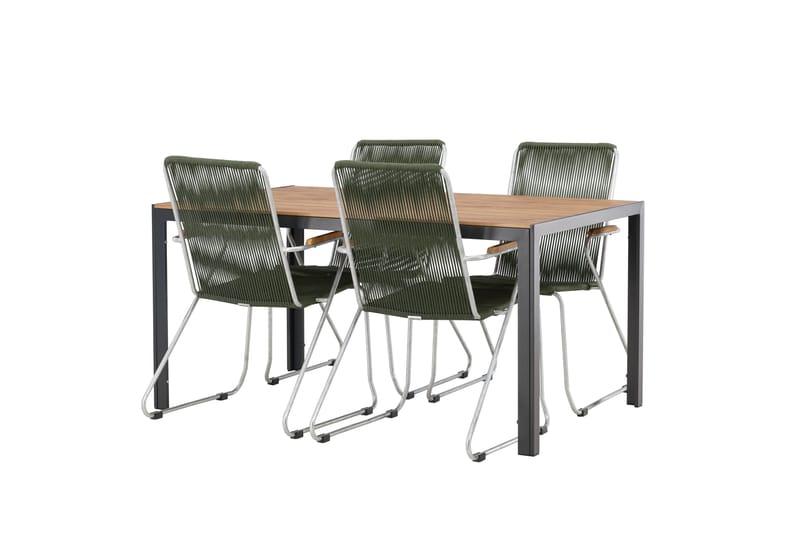 Ruokailuryhmä Break 150 cm 4 Bois tuolia - Vihreä/Ruskea - Puutarhakalusteet - Ulkoryhmä - Ruokailuryhmät ulos