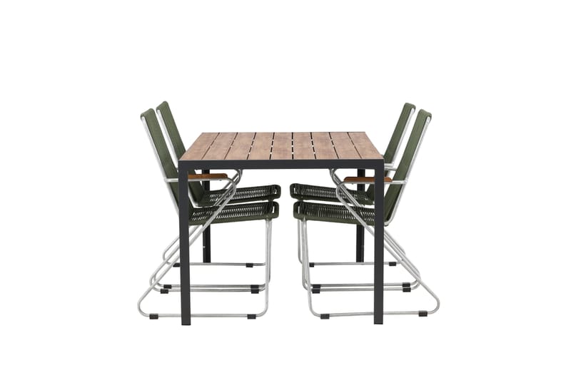 Ruokailuryhmä Break 150 cm 4 Bois tuolia - Vihreä/Ruskea - Puutarhakalusteet - Ulkoryhmä - Ruokailuryhmät ulos