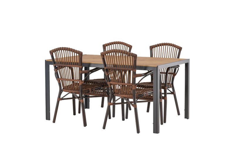 Ruokailuryhmä Break 150 cm 4 Galera tuolia - Ruskea - Puutarhakalusteet - Ulkoryhmä - Ruokailuryhmät ulos