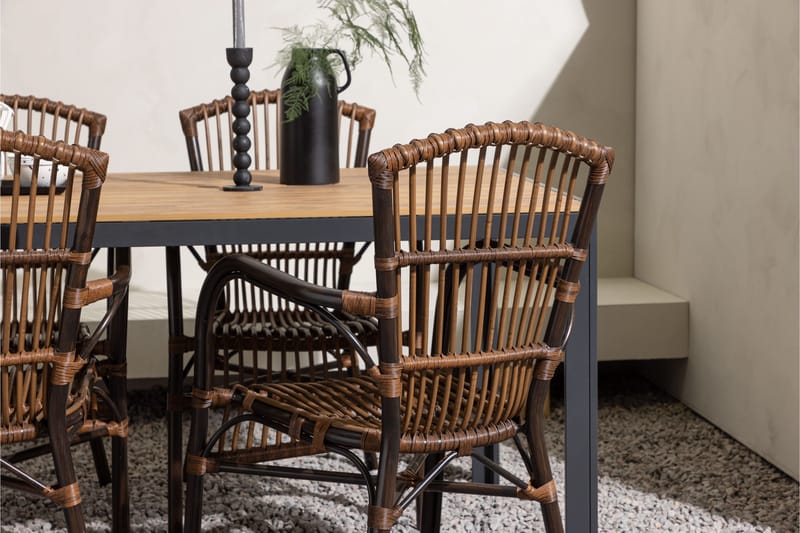 Ruokailuryhmä Break 150 cm 4 Galera tuolia - Ruskea - Puutarhakalusteet - Ulkoryhmä - Ruokailuryhmät ulos