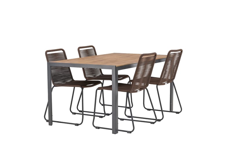 Ruokailuryhmä Break 150 cm 4 Lindos tuolia - Ruskea - Puutarhakalusteet - Ulkoryhmä - Ruokailuryhmät ulos