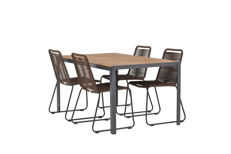 Ruokailuryhmä Break 150 cm 4 Lindos tuolia, Ruskea