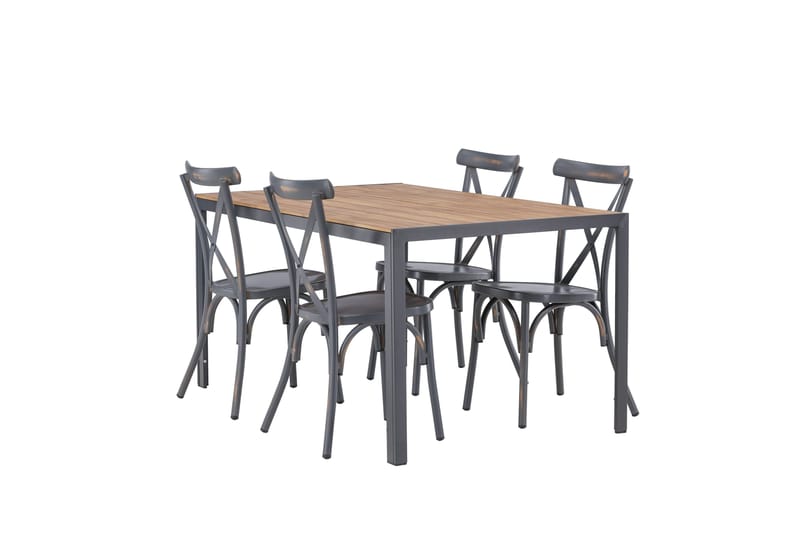 Ruokailuryhmä Break 150 cm 4 Tablas tuolia, Ruskea/Tummanharmaa