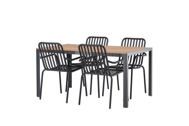 Ruokailuryhmä Break 150 cm 4 Peking tuolia - Musta/Ruskea - Puutarhakalusteet - Ulkoryhmä - Ruokailuryhmät ulos