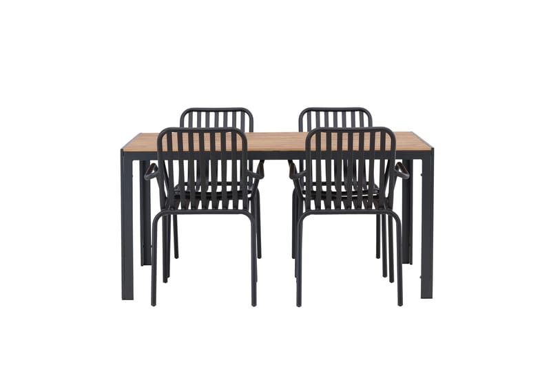 Ruokailuryhmä Break 150 cm 4 Peking tuolia - Musta/Ruskea - Puutarhakalusteet - Ulkoryhmä - Ruokailuryhmät ulos