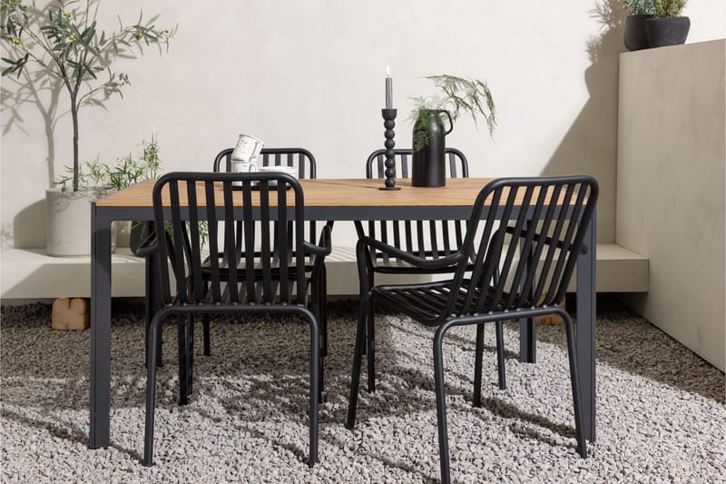 Ruokailuryhmä Break 150 cm 4 Peking tuolia - Musta/Ruskea - Puutarhakalusteet - Ulkoryhmä - Ruokailuryhmät ulos