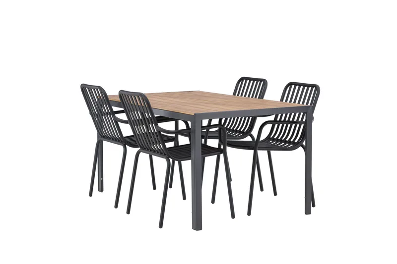 Ruokailuryhmä Break 150 cm 4 Peking tuolia, Musta/Ruskea