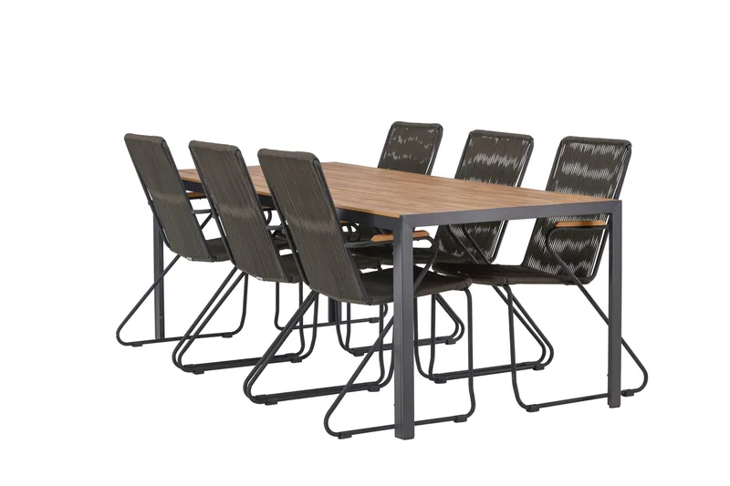 Ruokailuryhmä Break 205 cm 6 Bois tuolia, Musta/Ruskea