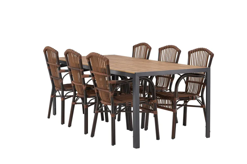 Ruokailuryhmä Break 205 cm 6 Galera tuolia, Ruskea