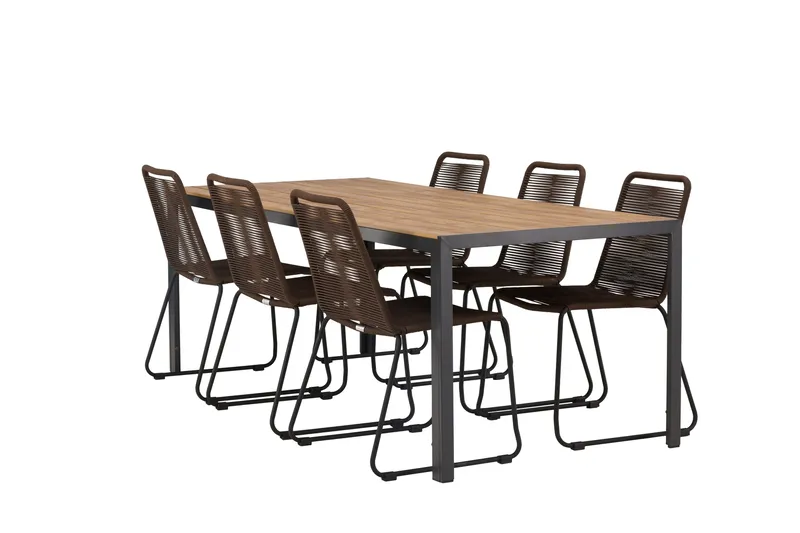 Ruokailuryhmä Break 205 cm 6 Lindos tuolia, Ruskea