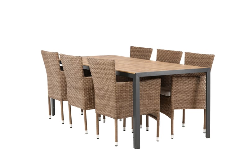 Ruokailuryhmä Break 205 cm 6 Malina tuolia, Ruskea