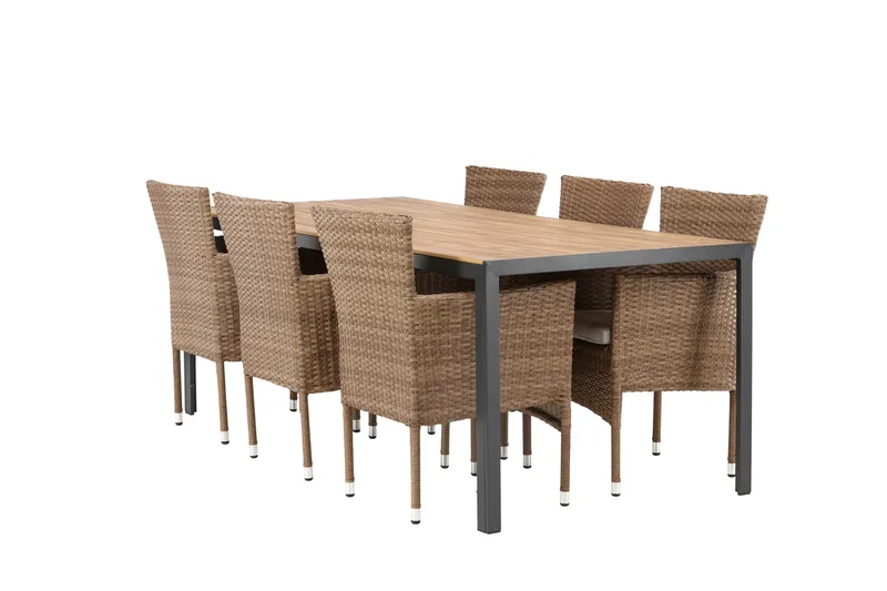 Ruokailuryhmä Break 205 cm 6 Malina tuolia, Ruskea