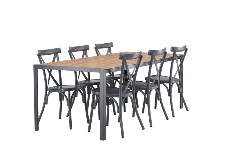 Ruokailuryhmä Break 205 cm 6 Tablas tuolia - Ruskea/Tummanharmaa - Puutarhakalusteet - Ulkoryhmä - Ruokailuryhmät ulos