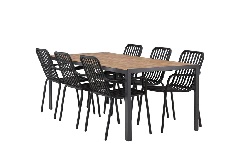 Ruokailuryhmä Break 205 cm 6 Peking tuolia, Musta/Ruskea