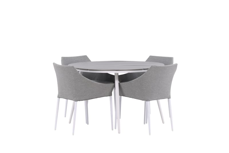 Ruokailuryhmä Break Pyöreä 150 cm 4 Spoga ruokatuolia - Valkoinen/Harmaa - Puutarhakalusteet - Ulkoryhmä - Ruokailuryhmät ulos