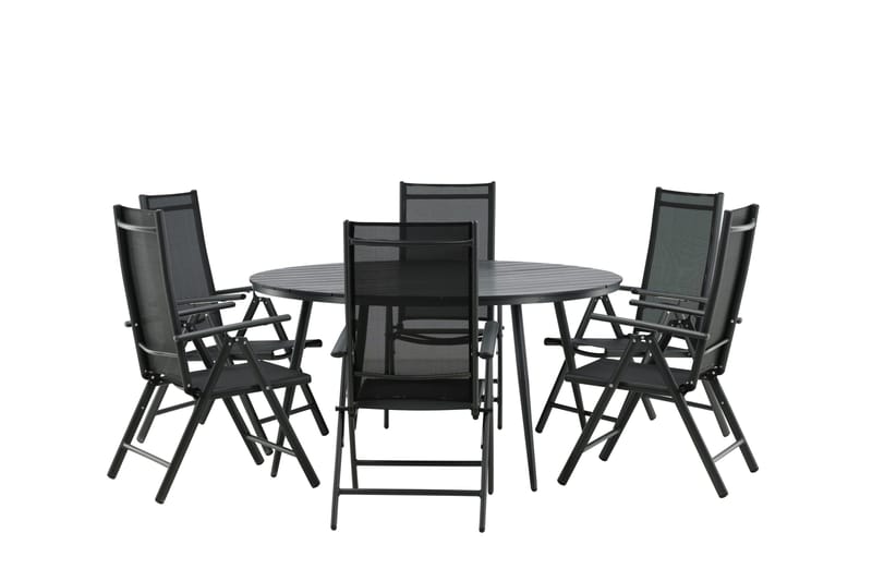 Ruokailuryhmä Break Pyöreä 120 cm 6 Break säätötuolia - Musta - Puutarhakalusteet - Ulkoryhmä - Ruokailuryhmät ulos
