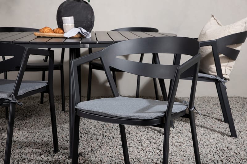 Ruokailuryhmä Break Pyöreä 120 cm 6 Slit tuolia - Musta - Puutarhakalusteet - Ulkoryhmä - Ruokailuryhmät ulos
