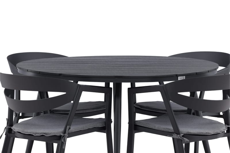 Ruokailuryhmä Break Pyöreä 120 cm 4 Slit tuolia - Beige/Musta - Puutarhakalusteet - Ulkoryhmä - Ruokailuryhmät ulos