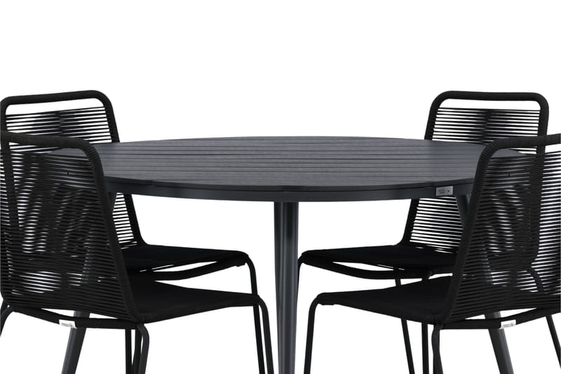 Ruokailuryhmä Break Pyöreä 120 cm 4 Lindos tuolia - Musta - Puutarhakalusteet - Ulkoryhmä - Ruokailuryhmät ulos
