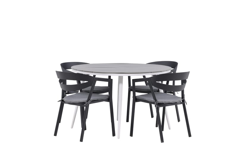 Ruokailuryhmä Break Pyöreä 120 cm 4 Slit ruokatuolia - Musta/Harmaa - Puutarhakalusteet - Ulkoryhmä - Ruokailuryhmät ulos
