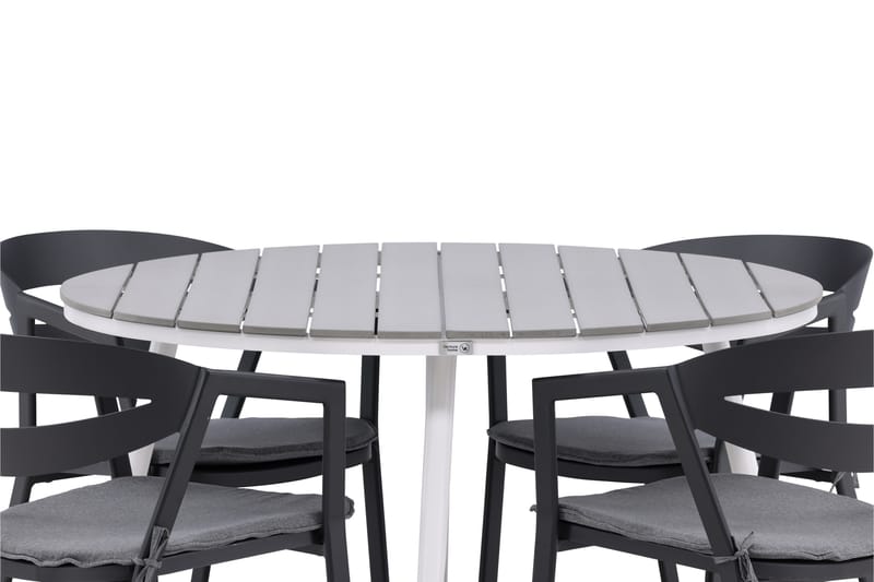 Ruokailuryhmä Break Pyöreä 120 cm 4 Slit ruokatuolia - Musta/Harmaa - Puutarhakalusteet - Ulkoryhmä - Ruokailuryhmät ulos