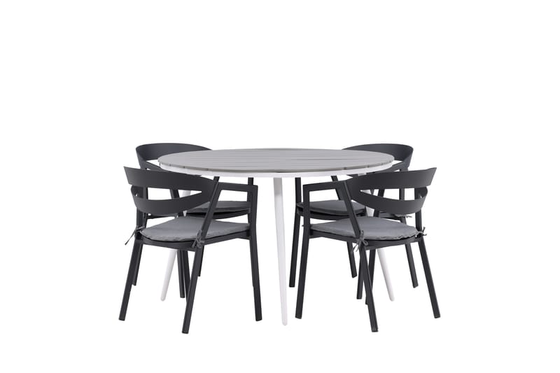 Ruokailuryhmä Break Pyöreä 120 cm 4 Slit ruokatuolia - Musta/Harmaa - Puutarhakalusteet - Ulkoryhmä - Ruokailuryhmät ulos