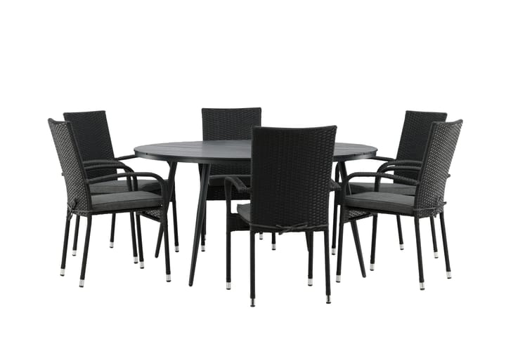 Ruokailuryhmä Break Py�öreä 120 cm 6 Anna tuolia - Musta/Alumiini - Ruokailuryhmät ulos