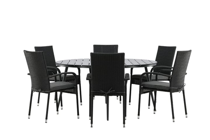 Ruokailuryhmä Break Pyöreä 120 cm 6 Anna tuolia - Musta/Alumiini - Ruokailuryhmät ulos