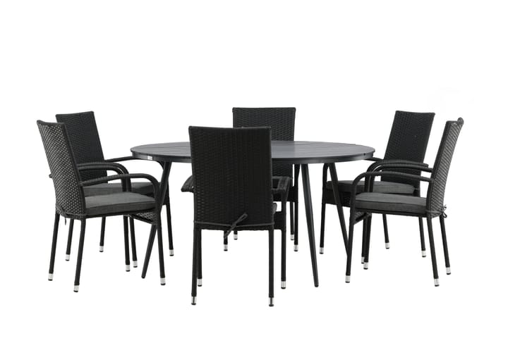 Ruokailuryhmä Break Pyöreä 120 cm 6 Anna tuolia - Musta/Alumiini - Ruokailuryhmät ulos