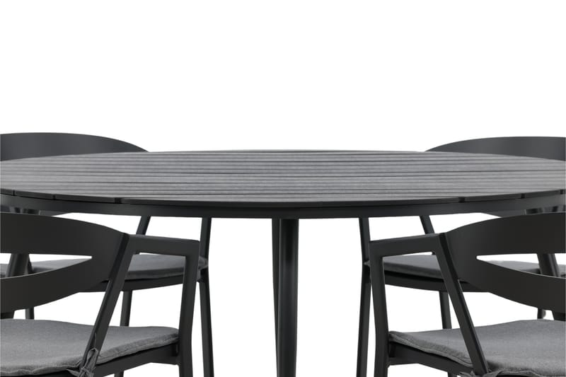 Ruokailuryhmä Break Pyöreä 120 cm 6 Slit tuolia - Musta - Puutarhakalusteet - Ulkoryhmä - Ruokailuryhmät ulos