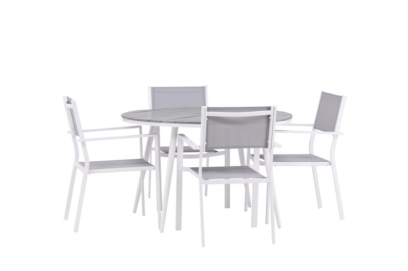 Ruokailuryhmä Break Pyöreä 120 cm 4 Copacabana tuolia - Valkoinen - Puutarhakalusteet - Ulkoryhmä - Ruokailuryhmät ulos