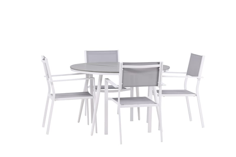 Ruokailuryhmä Break Pyöreä 120 cm 4 Copacabana tuolia - Valkoinen - Puutarhakalusteet - Ulkoryhmä - Ruokailuryhmät ulos