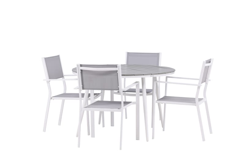 Ruokailuryhmä Break Pyöreä 120 cm 4 Copacabana tuolia - Valkoinen - Puutarhakalusteet - Ulkoryhmä - Ruokailuryhmät ulos