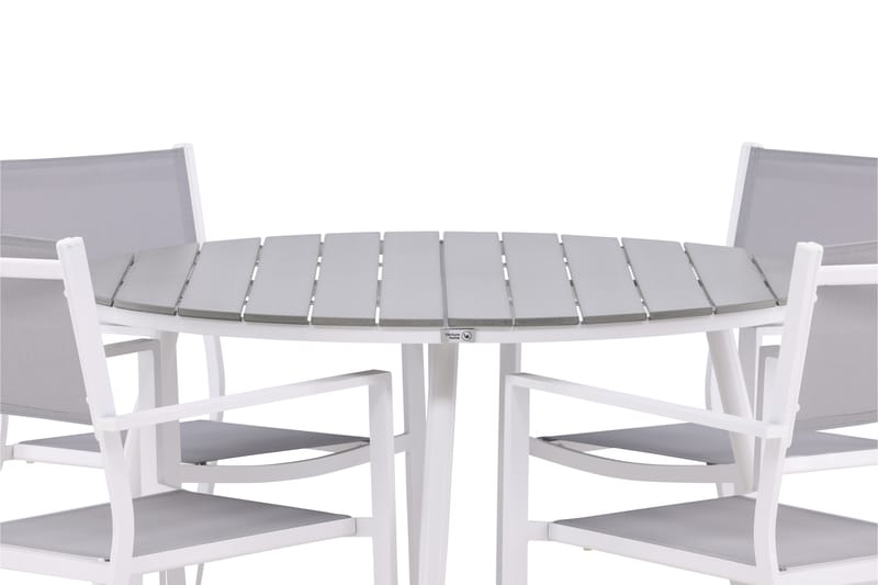 Ruokailuryhmä Break Pyöreä 120 cm 4 Copacabana tuolia - Valkoinen - Puutarhakalusteet - Ulkoryhmä - Ruokailuryhmät ulos