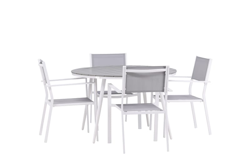 Ruokailuryhmä Break Pyöreä 120 cm 4 Copacabana tuolia - Valkoinen - Puutarhakalusteet - Ulkoryhmä - Ruokailuryhmät ulos