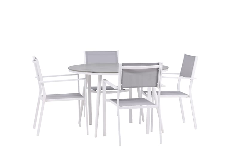 Ruokailuryhmä Break Pyöreä 120 cm 4 Copacabana tuolia - Valkoinen - Puutarhakalusteet - Ulkoryhmä - Ruokailuryhmät ulos