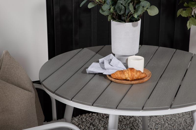 Ruokailuryhmä Break Pyöreä 70 cm 2 Santorini tuolia - Hopea/Harmaa - Puutarhakalusteet - Ulkoryhmä - Ruokailuryhmät ulos