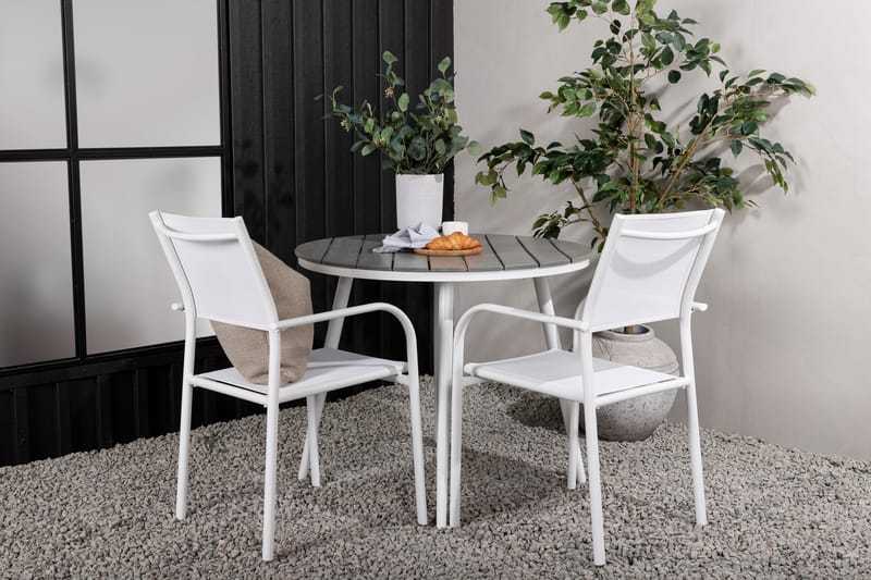 Ruokailuryhmä Break Pyöreä 70 cm 2 Santorini tuolia - Hopea/Harmaa - Puutarhakalusteet - Ulkoryhmä - Ruokailuryhmät ulos