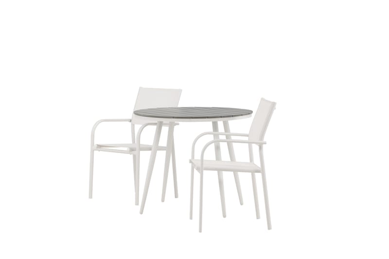 Ruokailuryhmä Break Pyöreä 70 cm 2 Santorini tuolia - Hopea/Harmaa - Puutarhakalusteet - Ulkoryhmä - Ruokailuryhmät ulos